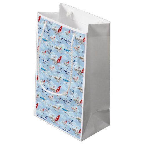 Cartoon commercial civilian airplanes seamless pat small gift bag