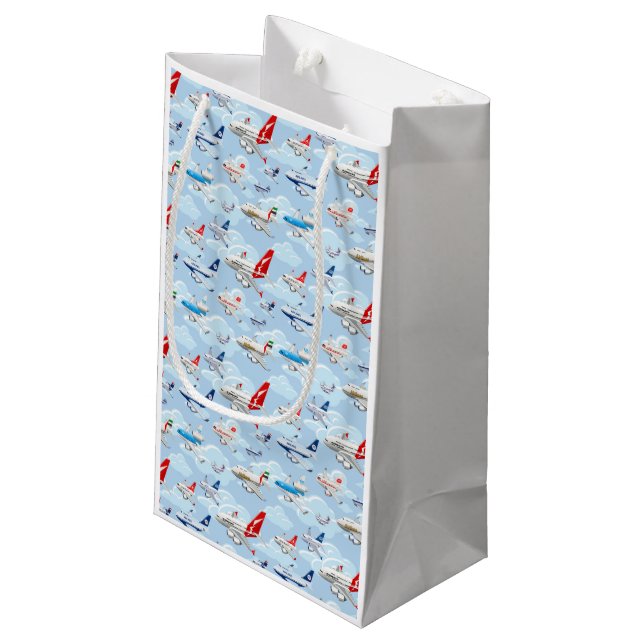 Cartoon commercial civilian airplanes seamless pat small gift bag (Back Angled)