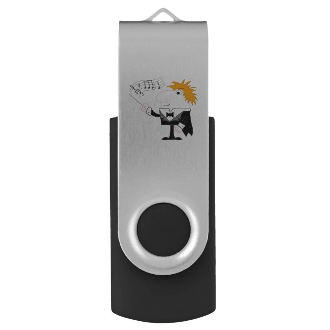 Cartoon Conductor USB Flash Drive (Back (Vertical))