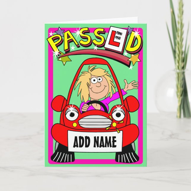 Cartoon Congratulations On Passing Driving Test Ca Card (Front)