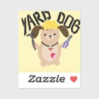 Cartoon Construction Worker Yard Dog Sticker