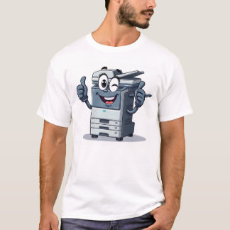 Cartoon Copier Machine Mascot with Legs and Big Ey T-Shirt