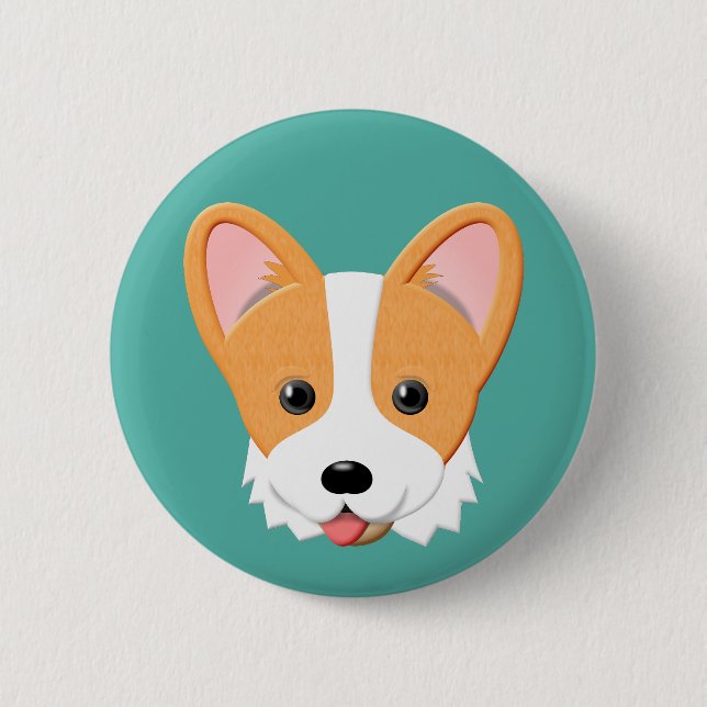 Cartoon Corgi Button (Front)