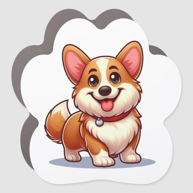 Cartoon Corgi Car Magnet (Front)