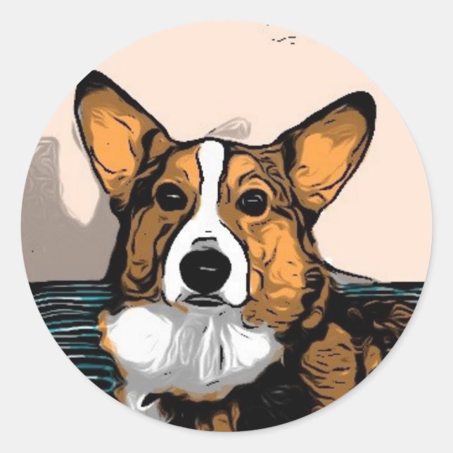 Cartoon Corgi Classic Round Sticker (Front)