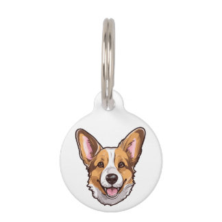 Cartoon Corgi Welsh Corgi Generative | Pet ID Tag