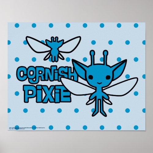 Cartoon Cornish Pixie Character Art Poster