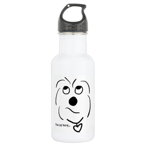 Cartoon Coton de Tulear _ The Cat Did It Water Bottle