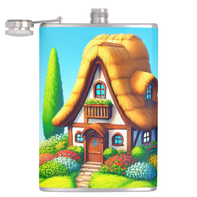 Cartoon Cottage Flask (Opened)