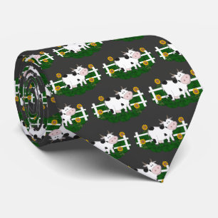 Cartoon Country Cow Patterned Necktie