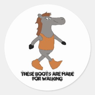 Cartoon Country Horse In Boots Classic Round Stick Classic Round Sticker