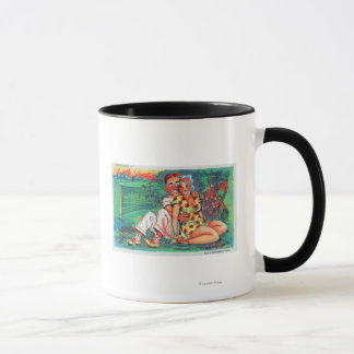 Cartoon Couple with Tennis Gear Mug