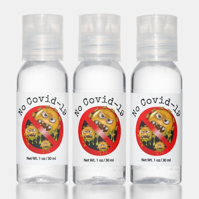 Cartoon Covid Virus Germs and Universal No Symbol Hand Sanitizer (Set)