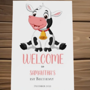 Cartoon Cow Baby birthday party Foam Board