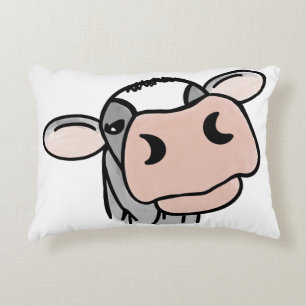 cartoon cow black white pink kiss gray farm animal accent pillow