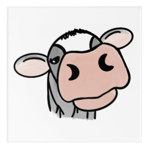 cartoon cow black white pink kiss gray farm animal acrylic print