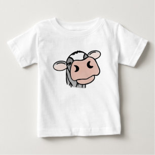 cartoon cow black white pink kiss gray farm animal baby T-Shirt