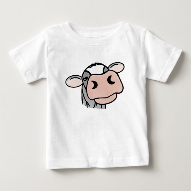 cartoon cow black white pink kiss gray farm animal baby T-Shirt (Front)