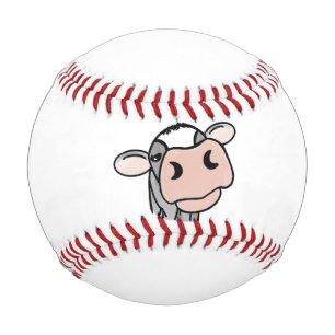 cartoon cow black white pink kiss gray farm animal baseball