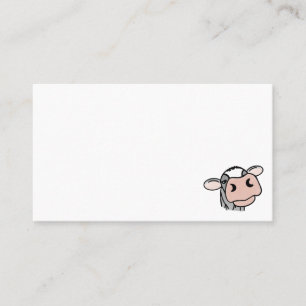 cartoon cow black white pink kiss gray farm animal business card