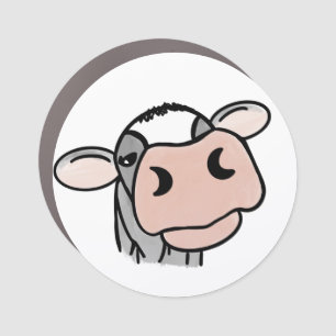cartoon cow black white pink kiss gray farm animal car magnet