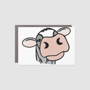 cartoon cow black white pink kiss gray farm animal car magnet