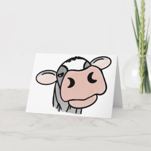 cartoon cow black white pink kiss gray farm animal card