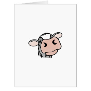 cartoon cow black white pink kiss gray farm animal card