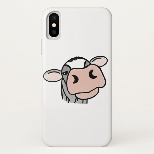 cartoon cow black white pink kiss gray farm animal Case-Mate iPhone case (Back)