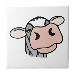cartoon cow black white pink kiss gray farm animal ceramic tile