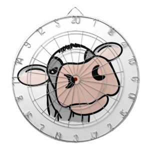 cartoon cow black white pink kiss gray farm animal dart board