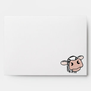 cartoon cow black white pink kiss gray farm animal envelope