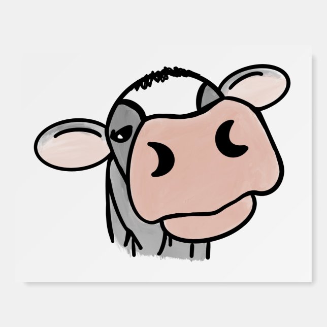 cartoon cow black white pink kiss gray farm animal foam board (Front)