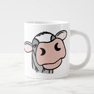 cartoon cow black white pink kiss gray farm animal giant coffee mug