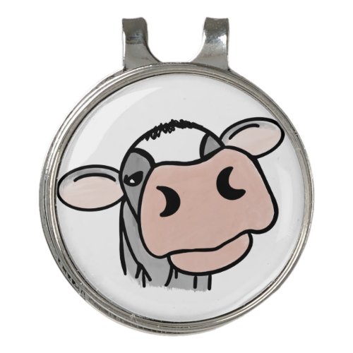 cartoon cow black white pink kiss gray farm animal golf hat clip