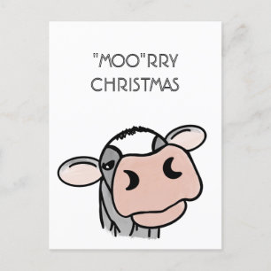 cartoon cow black white pink kiss gray farm animal holiday postcard