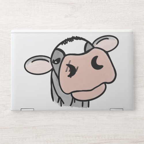 cartoon cow black white pink kiss gray farm animal HP laptop skin