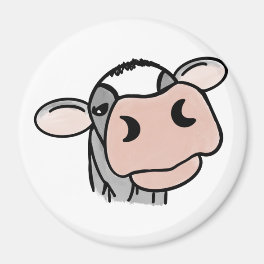 cartoon cow black white pink kiss gray farm animal magnet