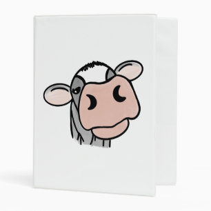cartoon cow black white pink kiss gray farm animal mini binder