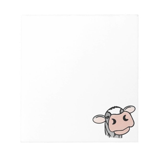 cartoon cow black white pink kiss gray farm animal notepad (Front)