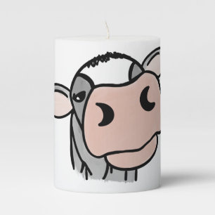 cartoon cow black white pink kiss gray farm animal pillar candle