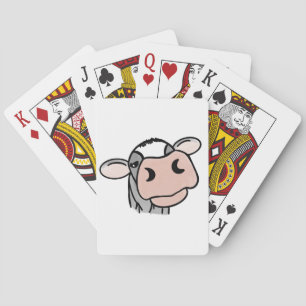 cartoon cow black white pink kiss gray farm animal poker cards