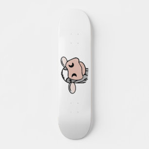 cartoon cow black white pink kiss gray farm animal skateboard