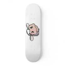 cartoon cow black white pink kiss gray farm animal skateboard