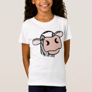 cartoon cow black white pink kiss gray farm animal T-Shirt