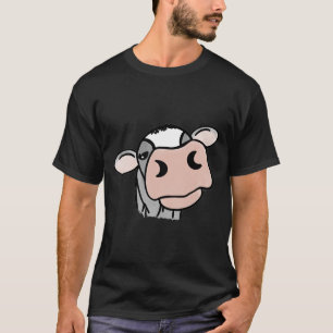cartoon cow black white pink kiss gray farm animal T-Shirt