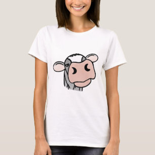 cartoon cow black white pink kiss gray farm animal T-Shirt