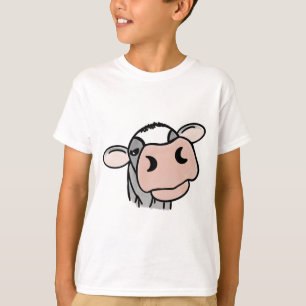 cartoon cow black white pink kiss gray farm animal T-Shirt