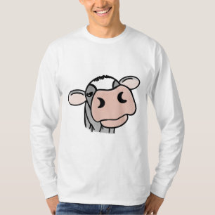 cartoon cow black white pink kiss gray farm animal T-Shirt