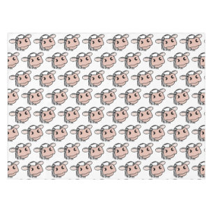 cartoon cow black white pink kiss gray farm animal tablecloth